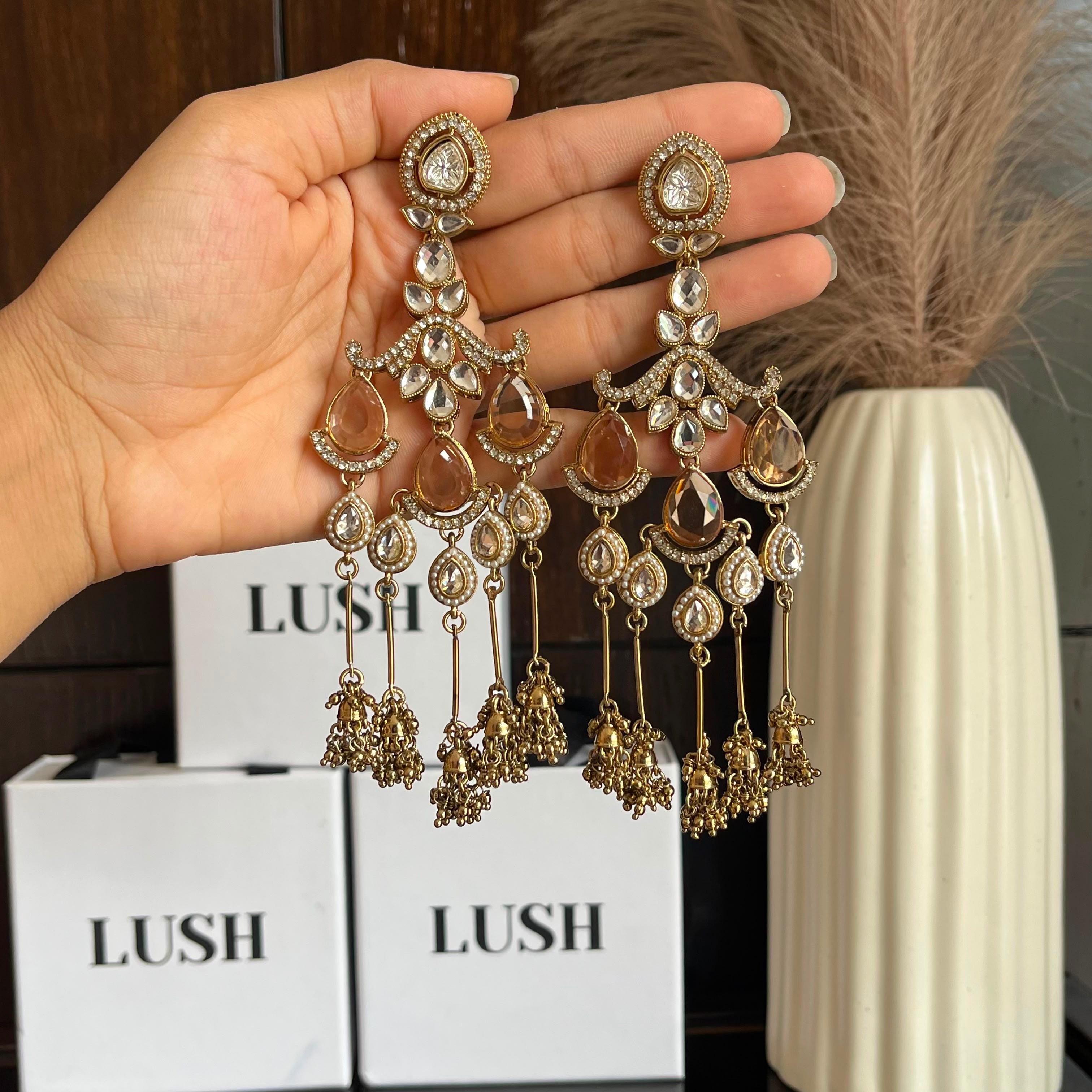 Kundan tassel earrings
