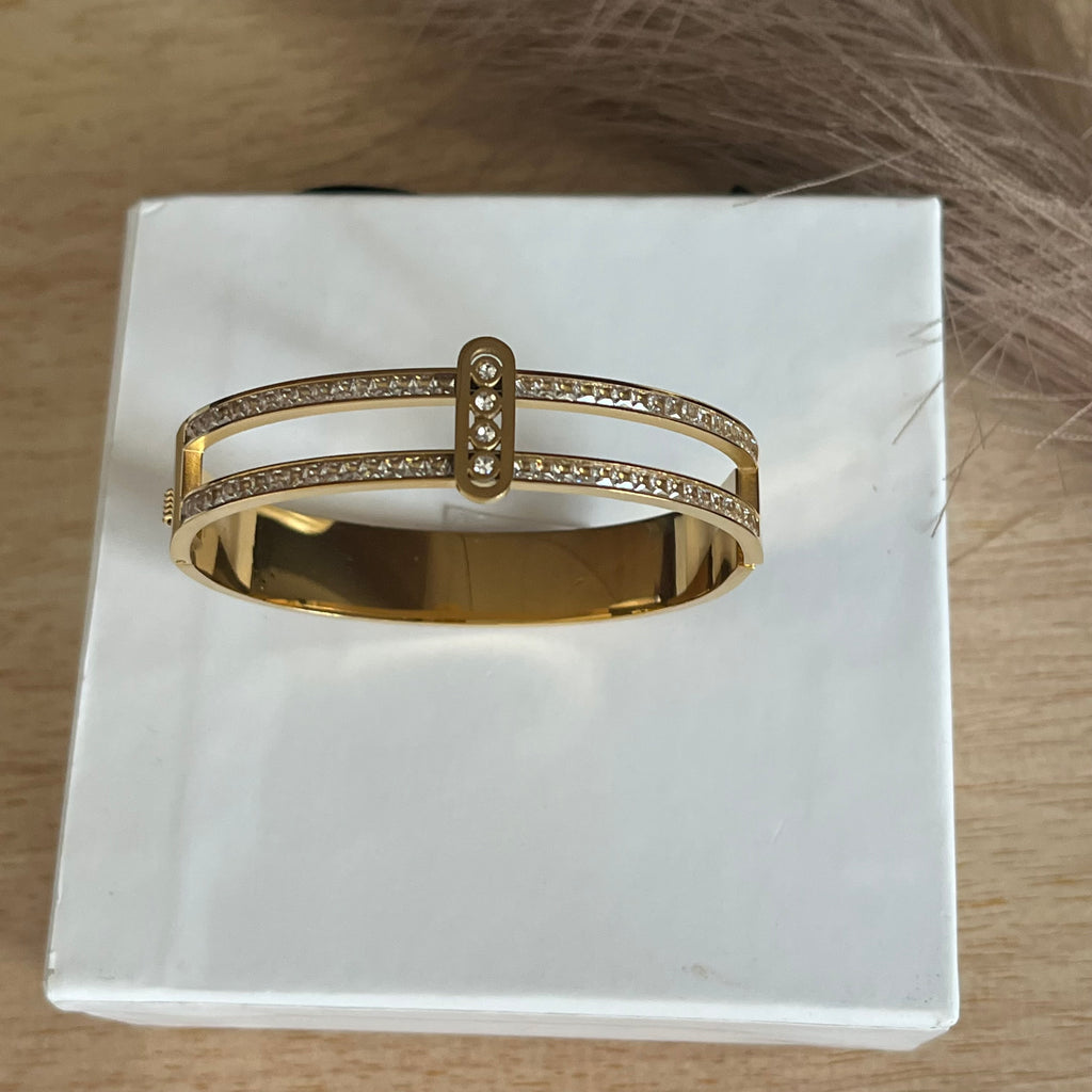 Double Row Crystal Cuff Bracelet |Standard Size