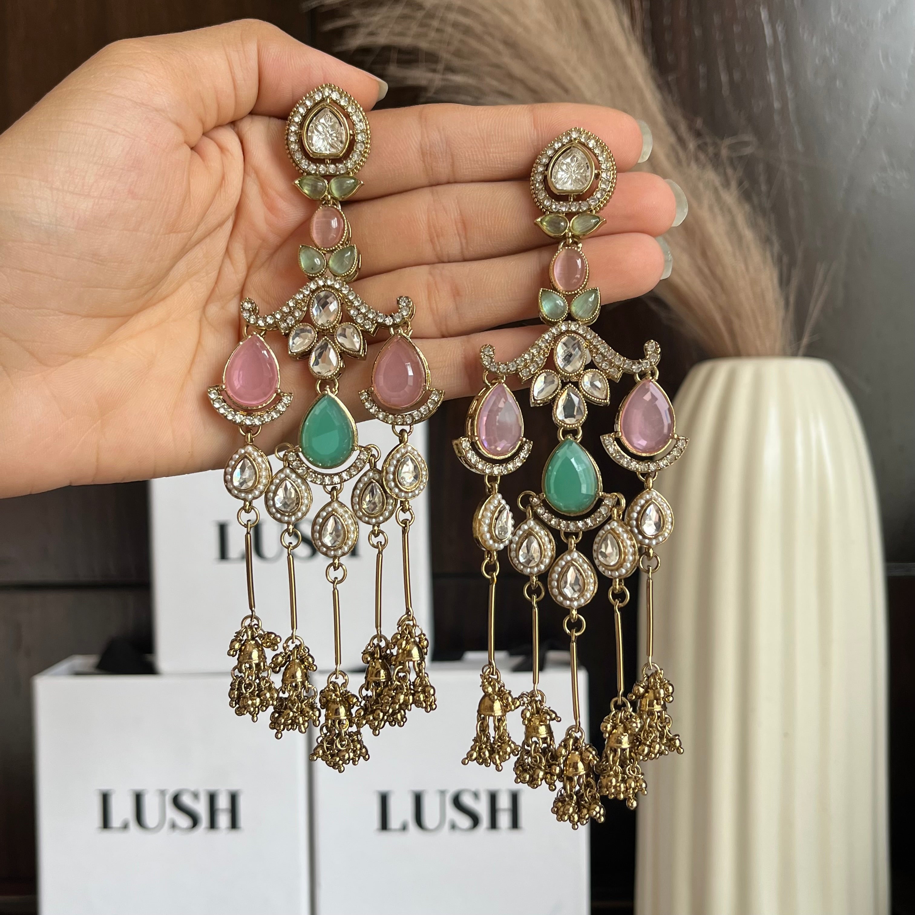 Kundan tassel earrings