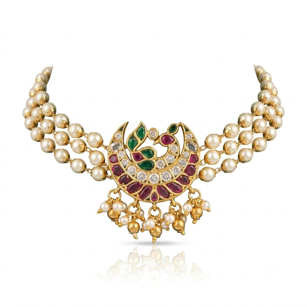 Pearl Peacock Choker Set