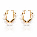 Gold & Pearl Scalloped Huggie Hoops