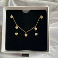 Golden heart crystal necklace set