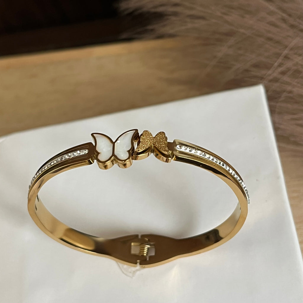 Golden Butterfly Crystal Bangle |Standard Size