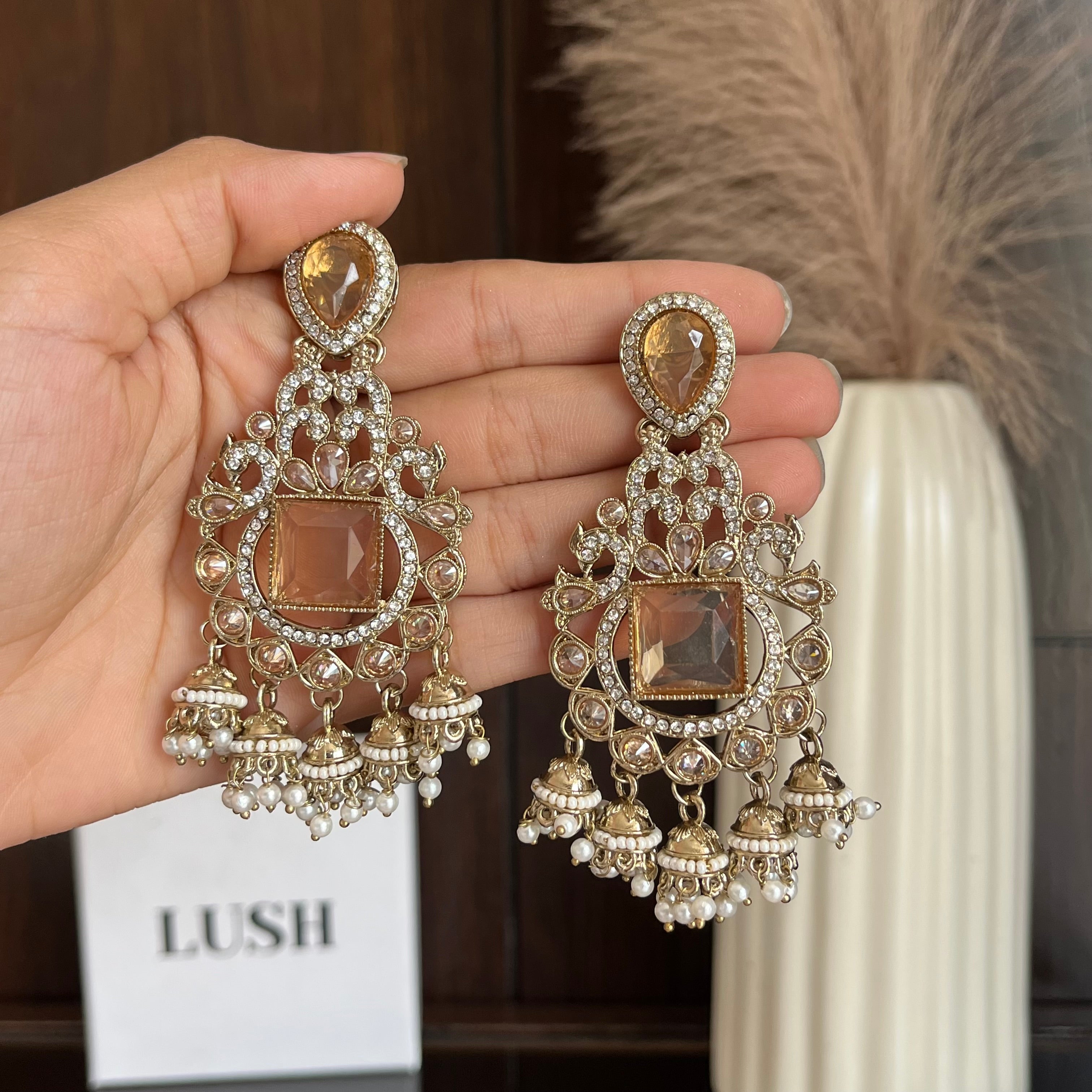 Empress Crystal & Pearl Jhumka Drops