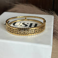 Golden Greek Key Double-Layer Bracelet|Standard Size