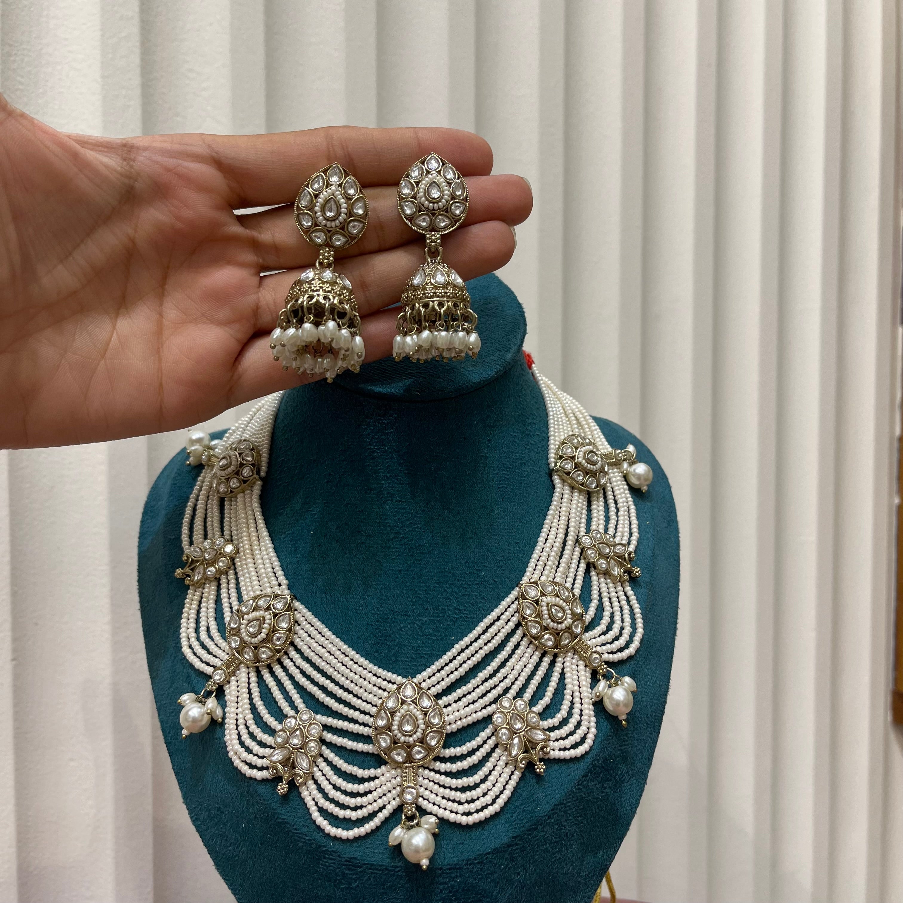 Ivory Pearl Cascade Statement Set