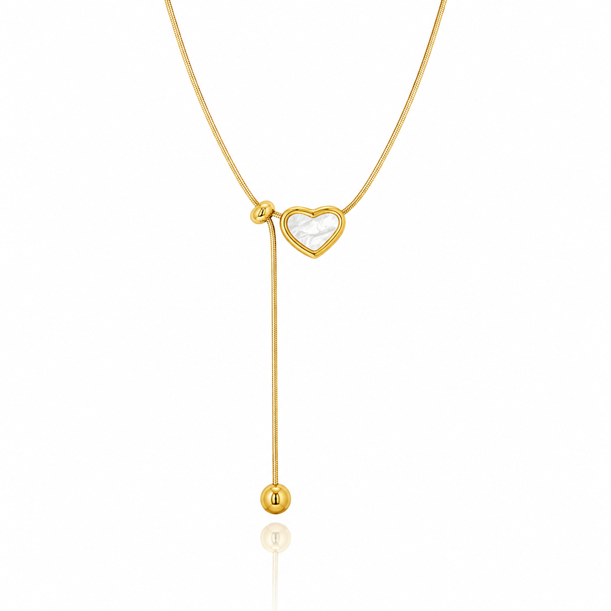 Pearl Heart Lariat Necklace