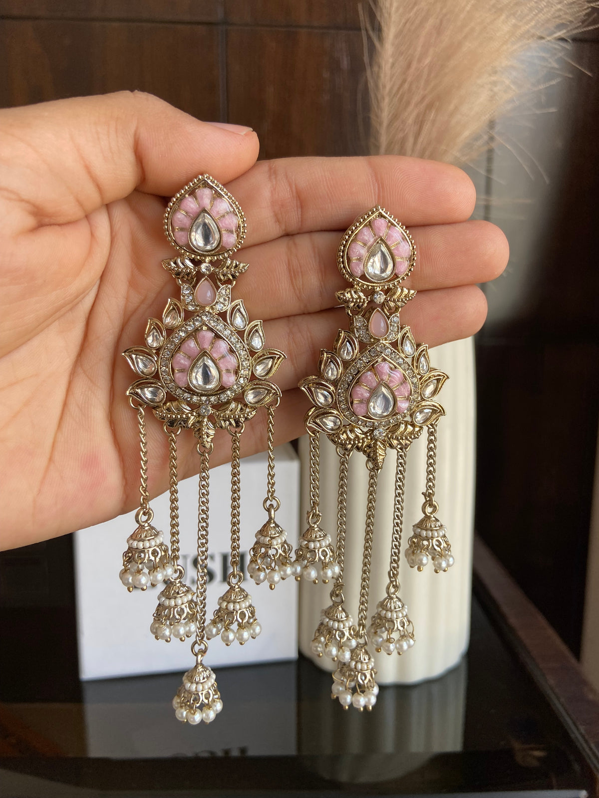 Royal Ruby Kundan Long Jhumka Earrings