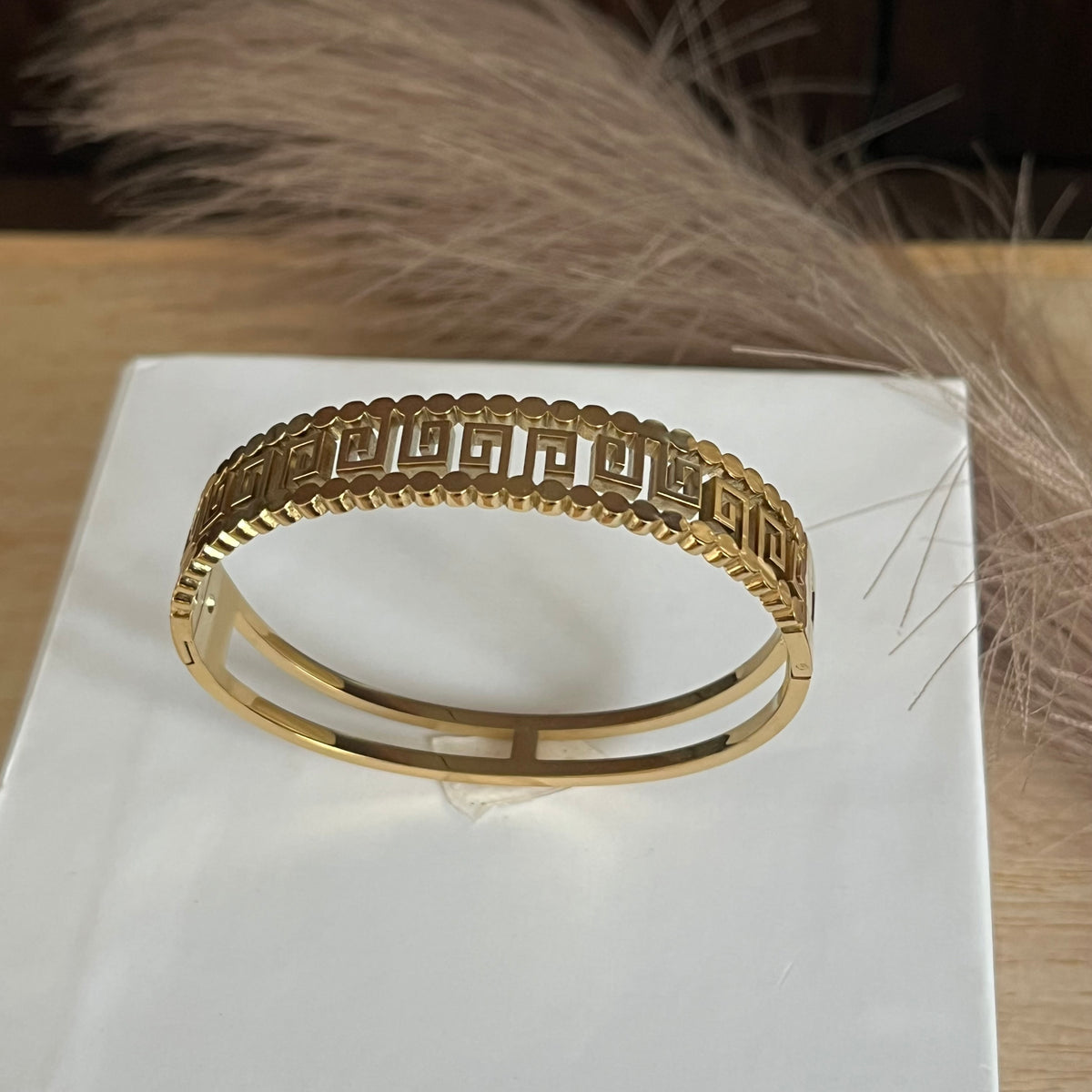 Golden Greek Key Double-Layer Bracelet|Standard Size