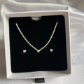 Minimal heart tennis necklace set