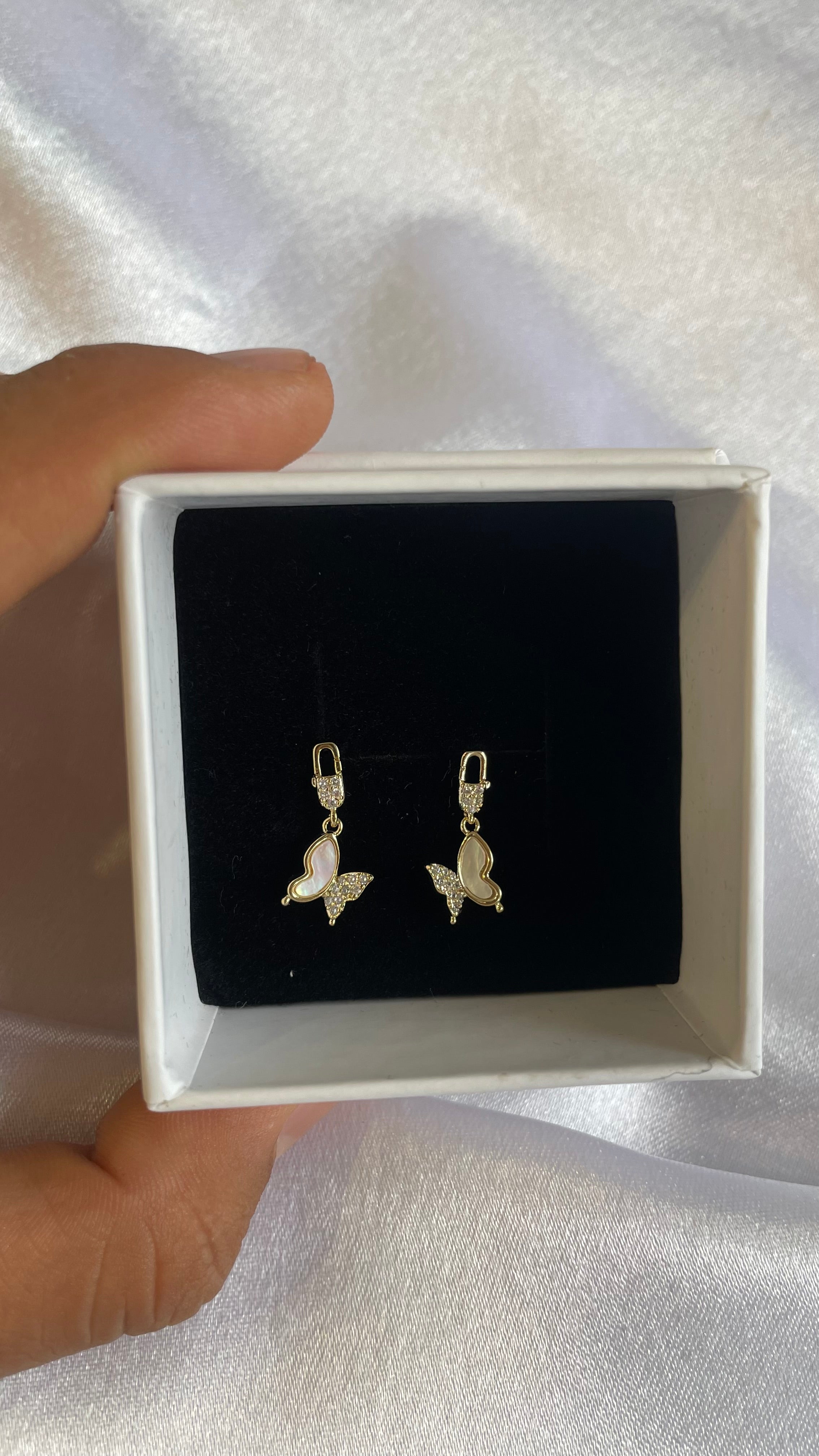 Mop butterfly drop earrings