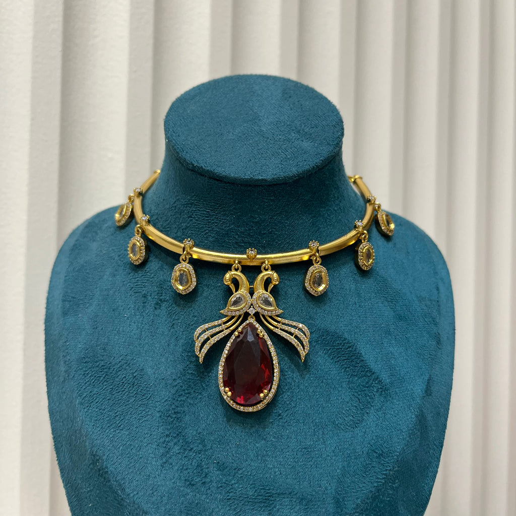 Ruby Royale Peacock Choker Set