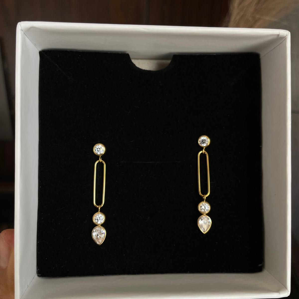 Crystal Link Drop Earrings