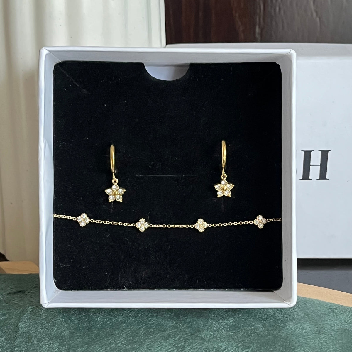 Floral Sparkle Set — Earrings & Bracelet
