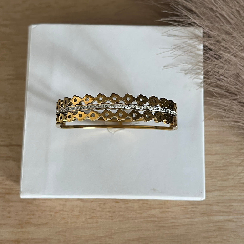 Royal Floral Crystal Layered Cuff |Standard Size