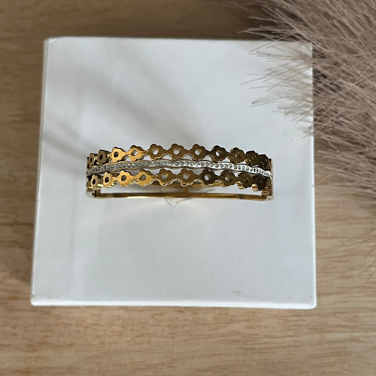 Royal Floral Crystal Layered Cuff |Standard Size