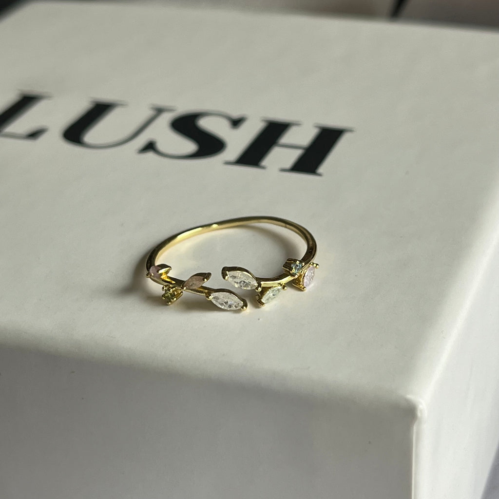 Floral Crystal Statement Ring