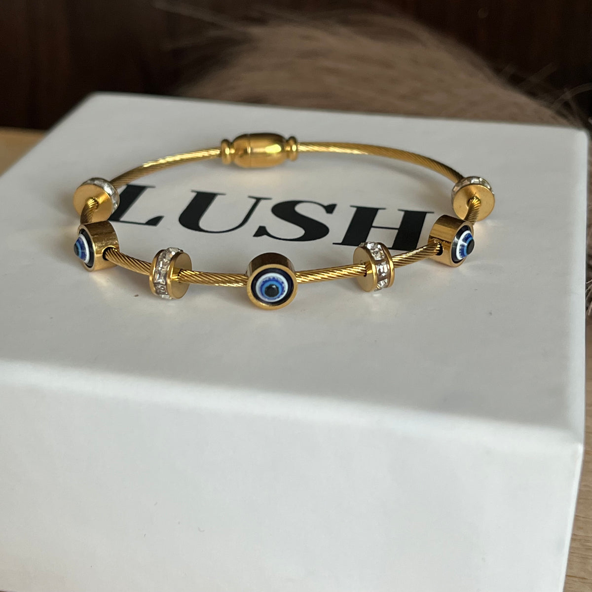 Evil Eye Charm Bangle|Standard Size