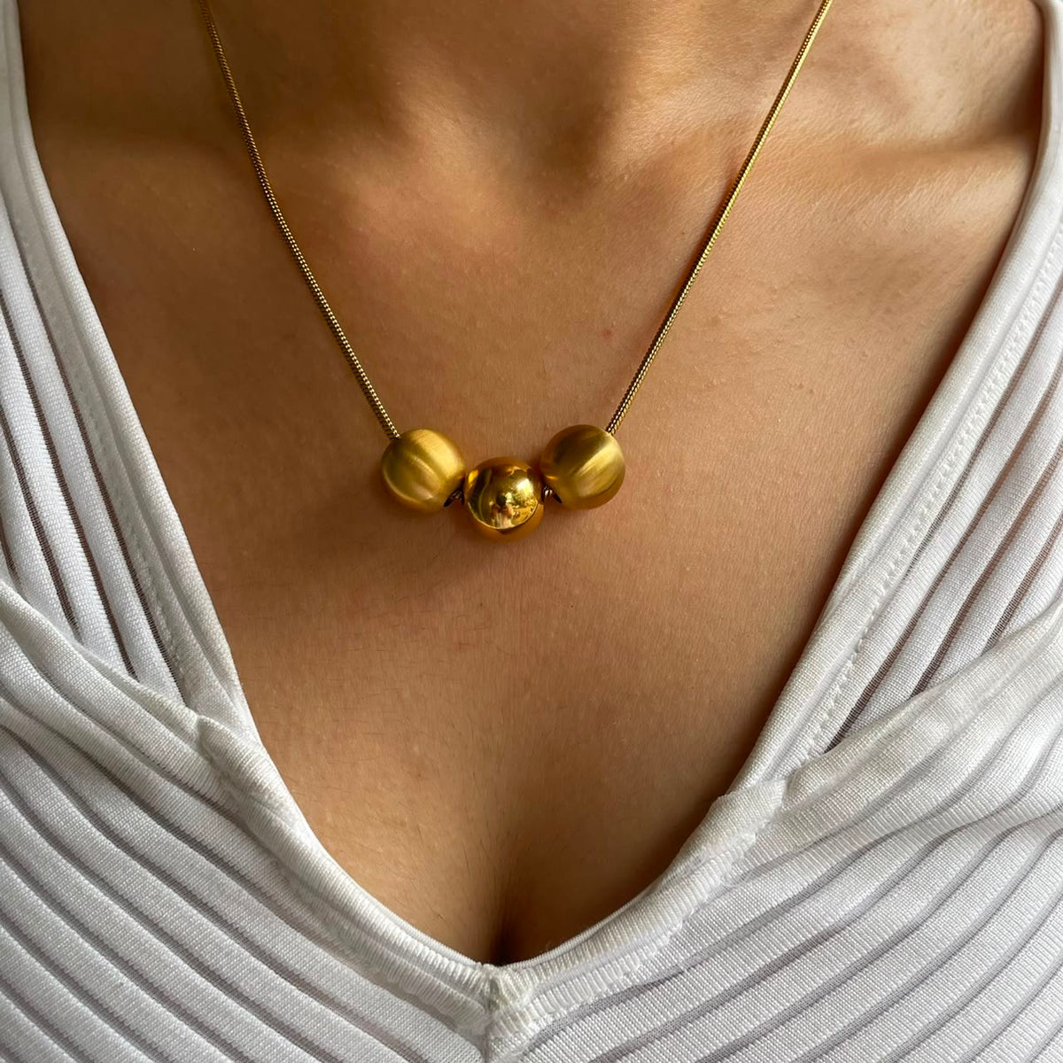 Trio Sphere Snake Chain Necklace