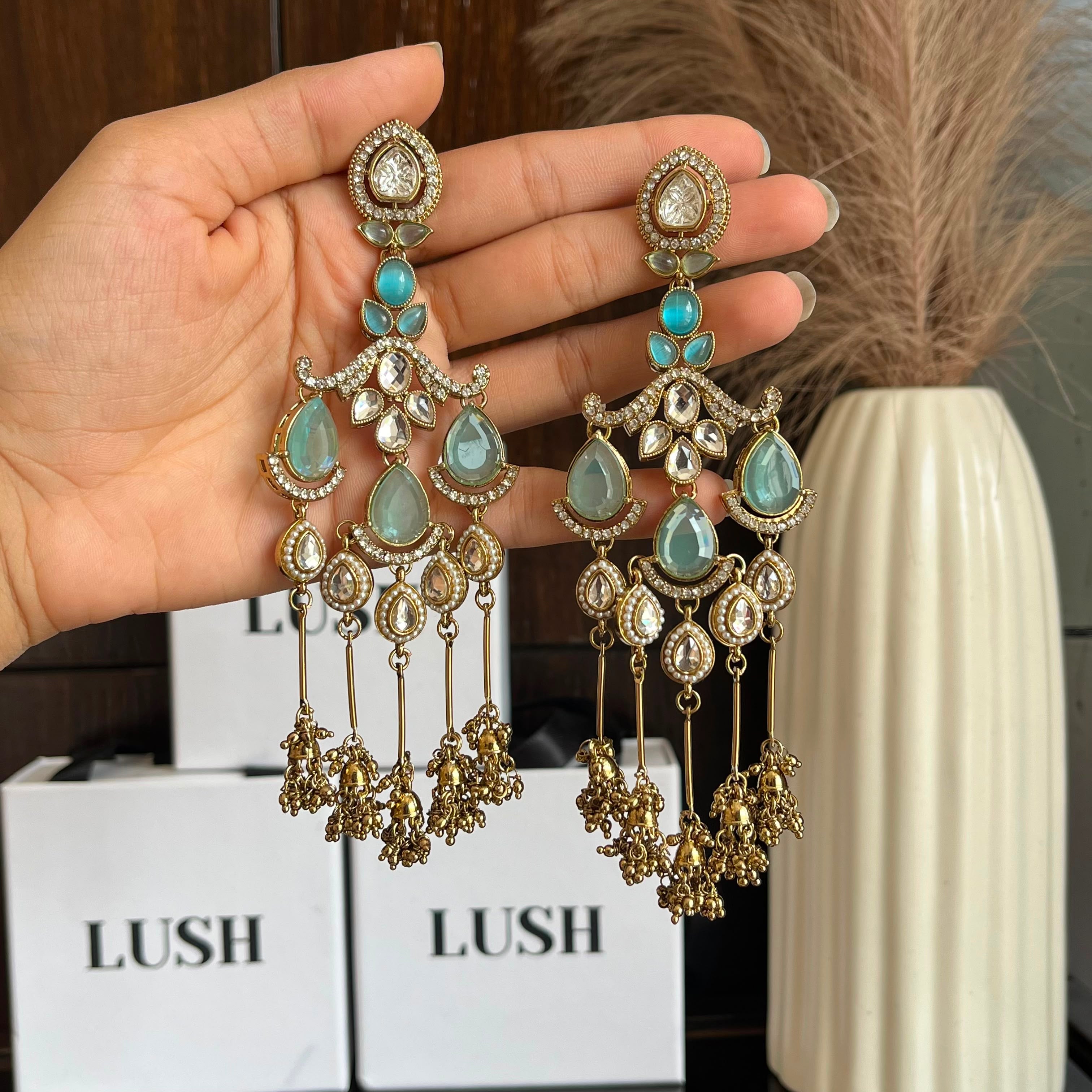 Kundan tassel earrings