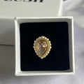 Amber Pearl Teardrop Ring