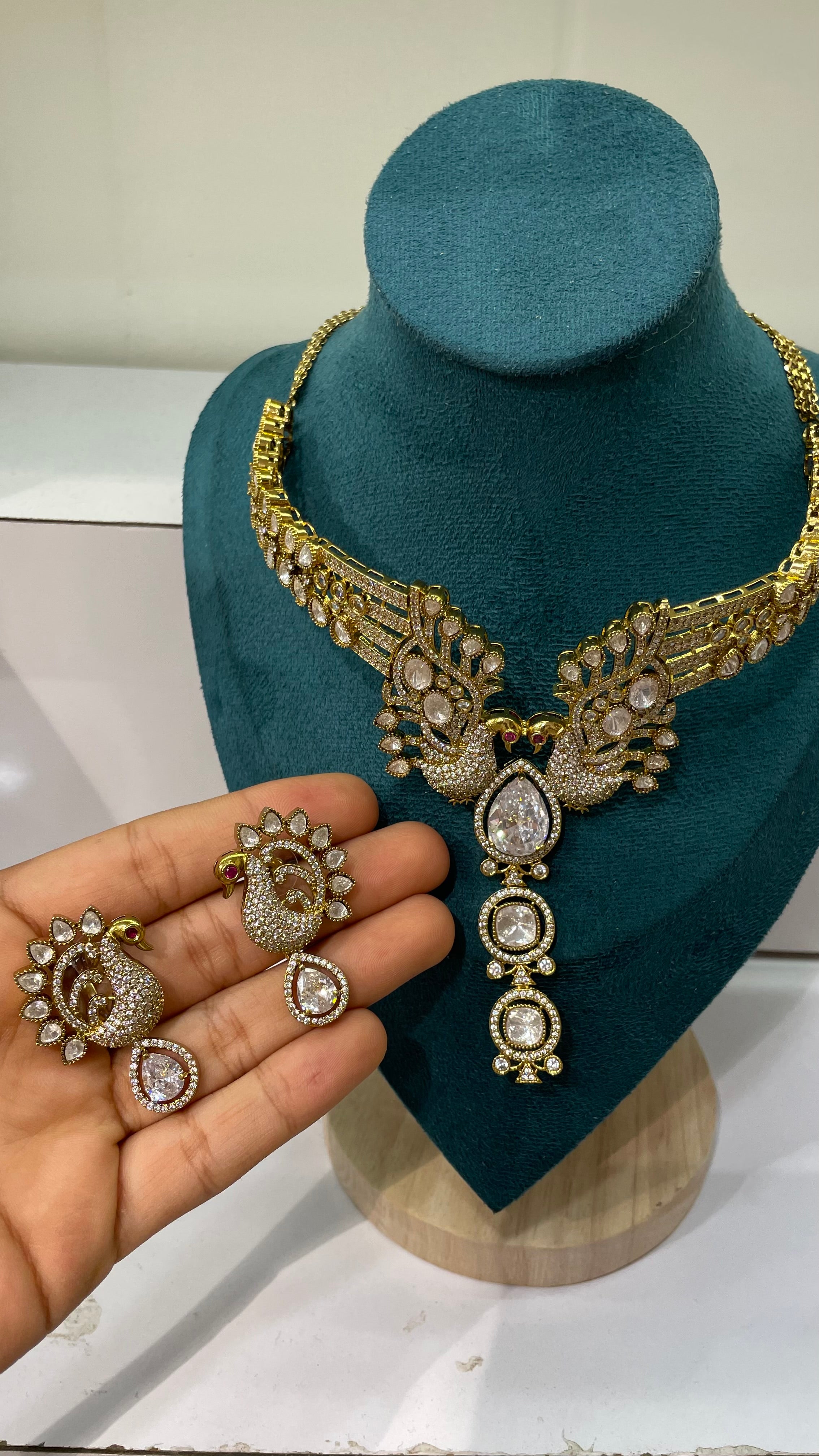 Royal peacock kundan necklace set