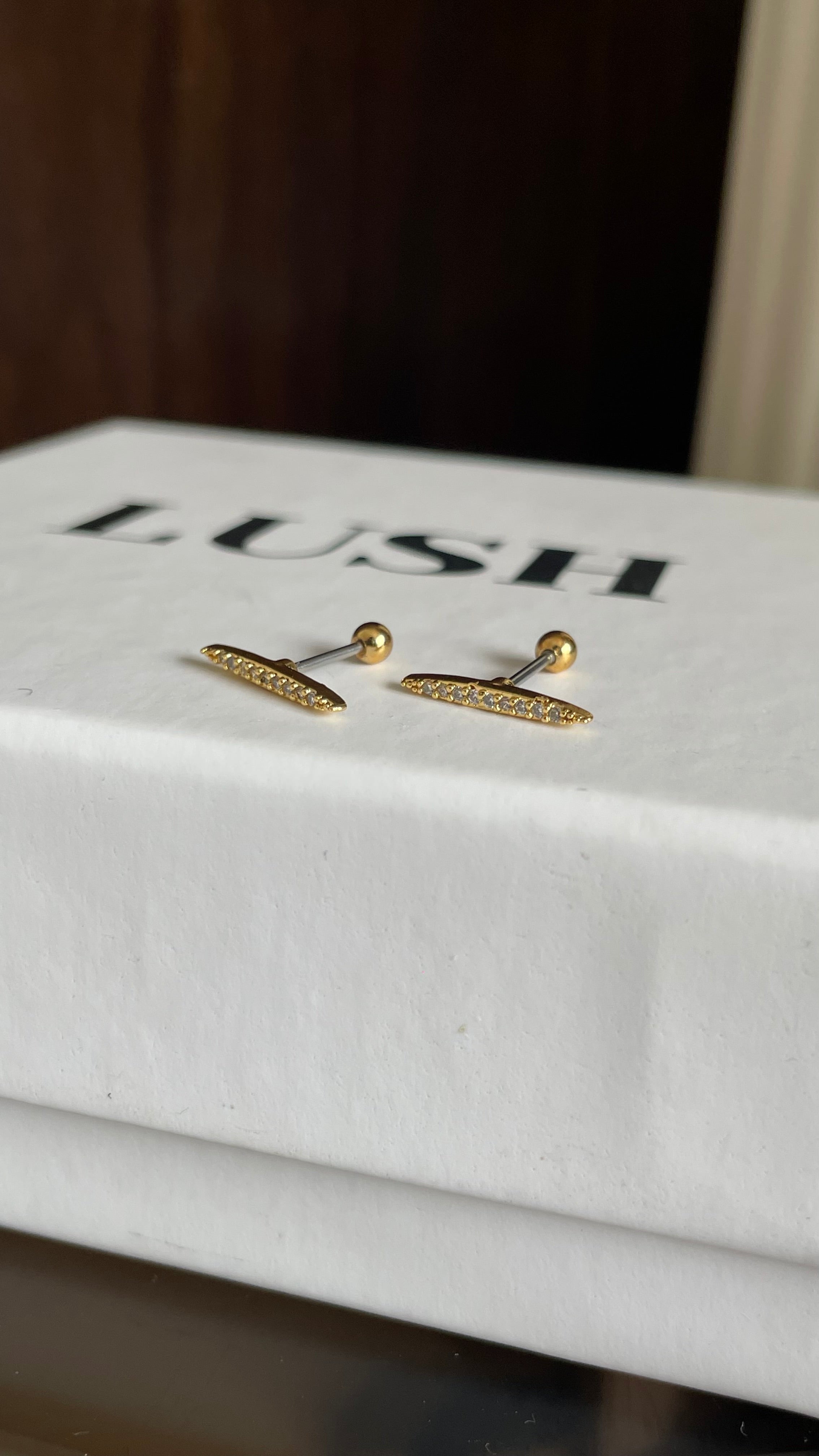 Dainty Sparkle Bar Studs (ball back)