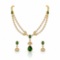 Regal Emerald Gold-Tone Necklace & Earrings Set