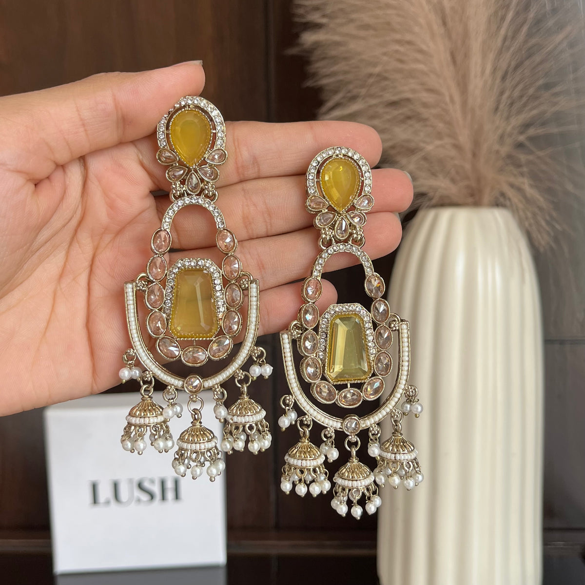 Majestic Multi-Tiered Crystal & Jhumka Statement Earrings