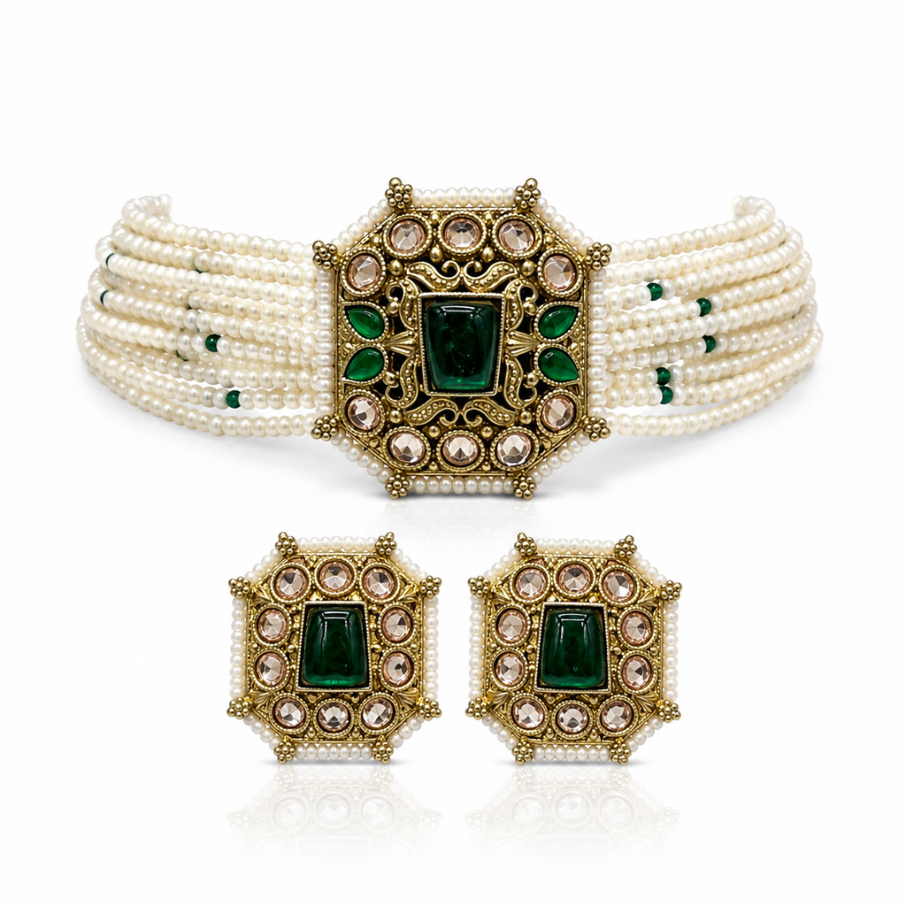 Emerald pearl heritage choker