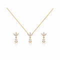 Dainty Floral Drop Necklace & Earrings Set