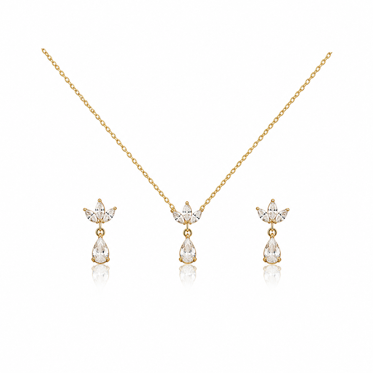 Dainty Floral Drop Necklace & Earrings Set