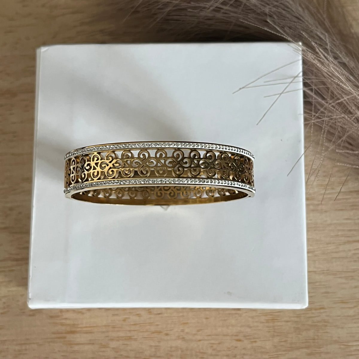 Gold-Tone Filigree Designer Bangle|Standard Size