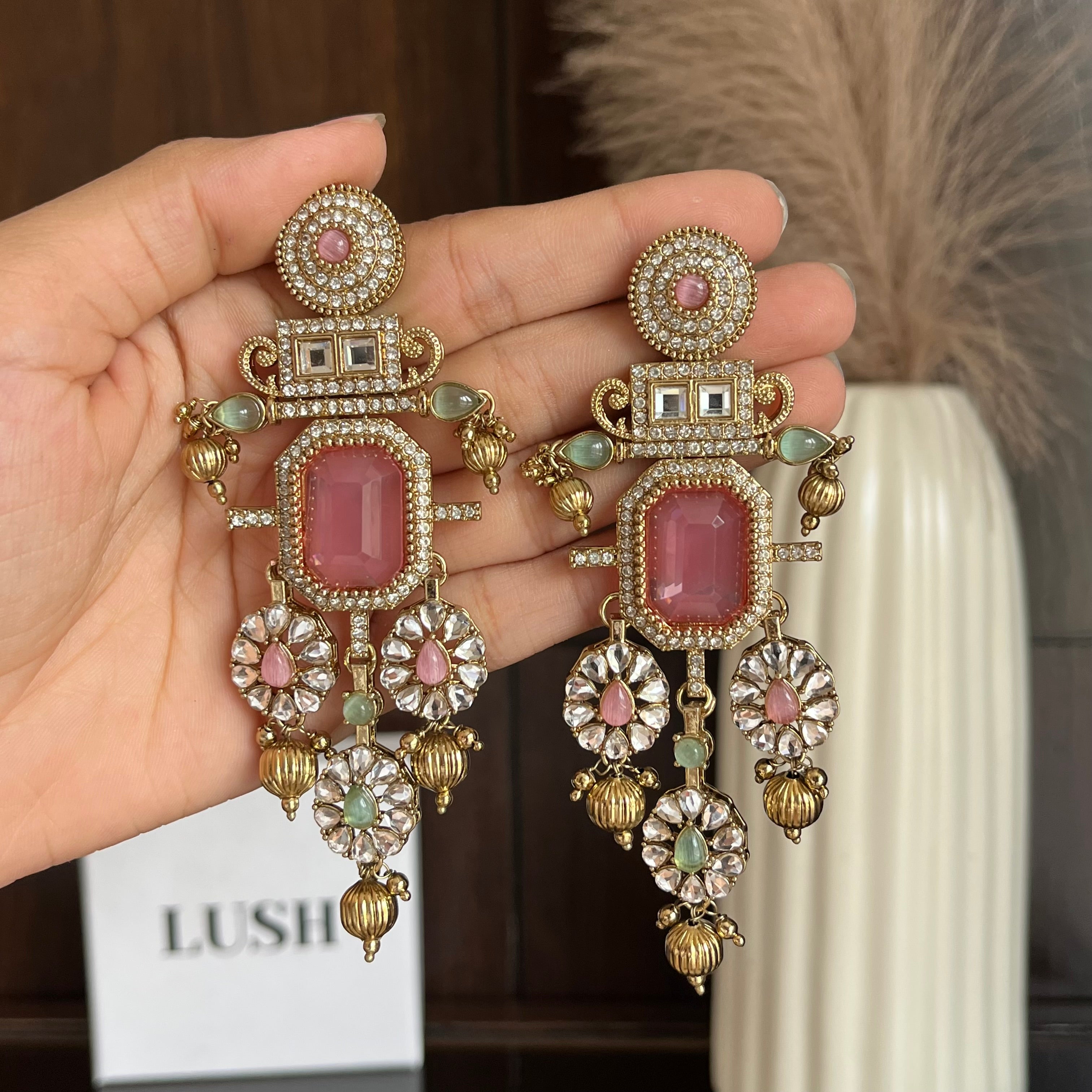 Regal Architectural Crystal Chandelier Earrings