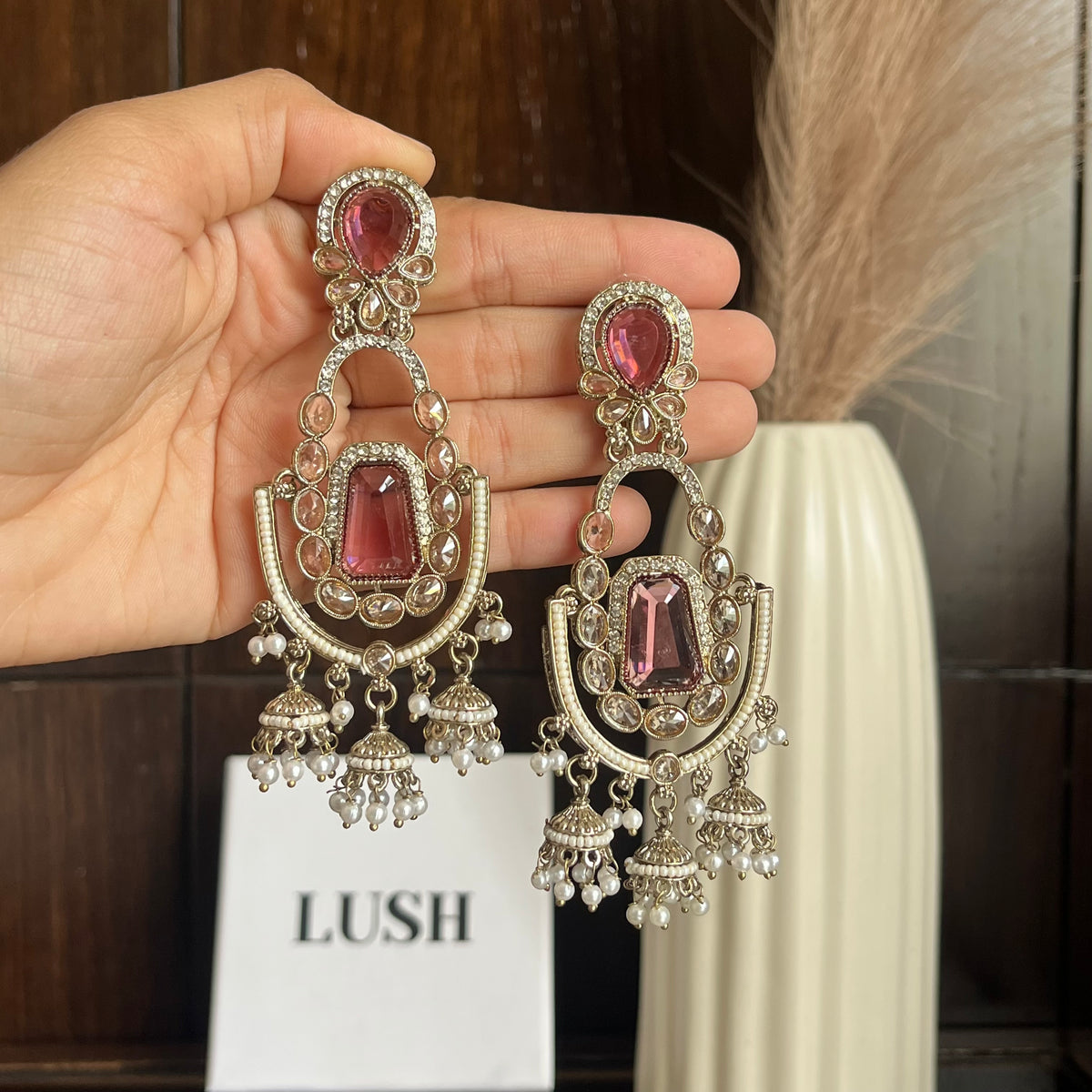 Majestic Multi-Tiered Crystal & Jhumka Statement Earrings