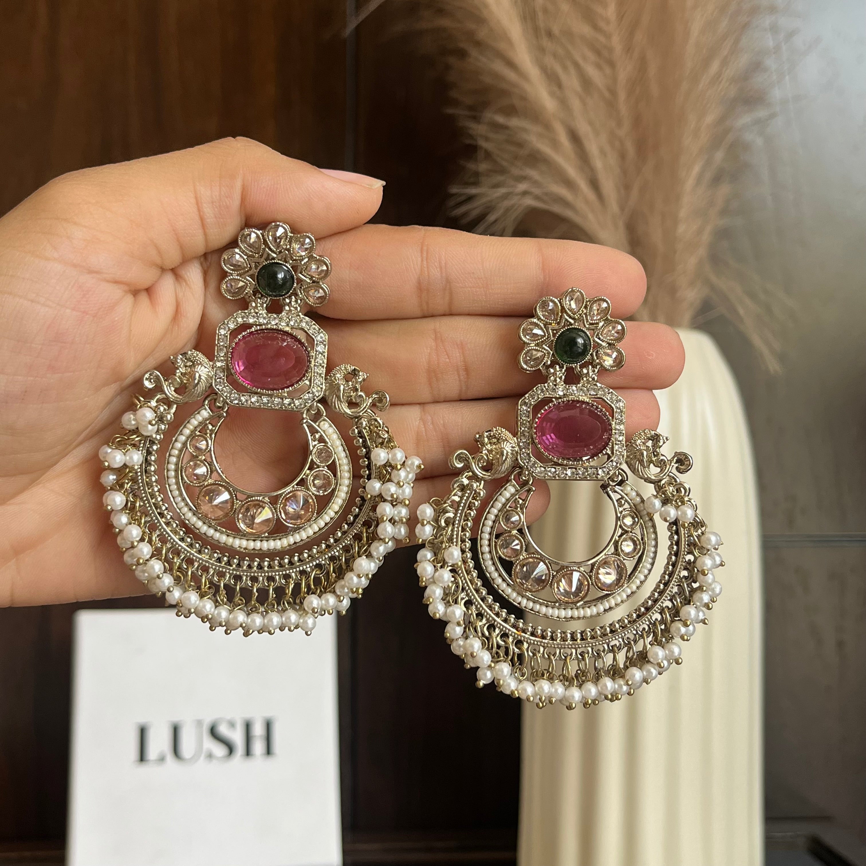 The Floral Crown Pearl Chandbalis