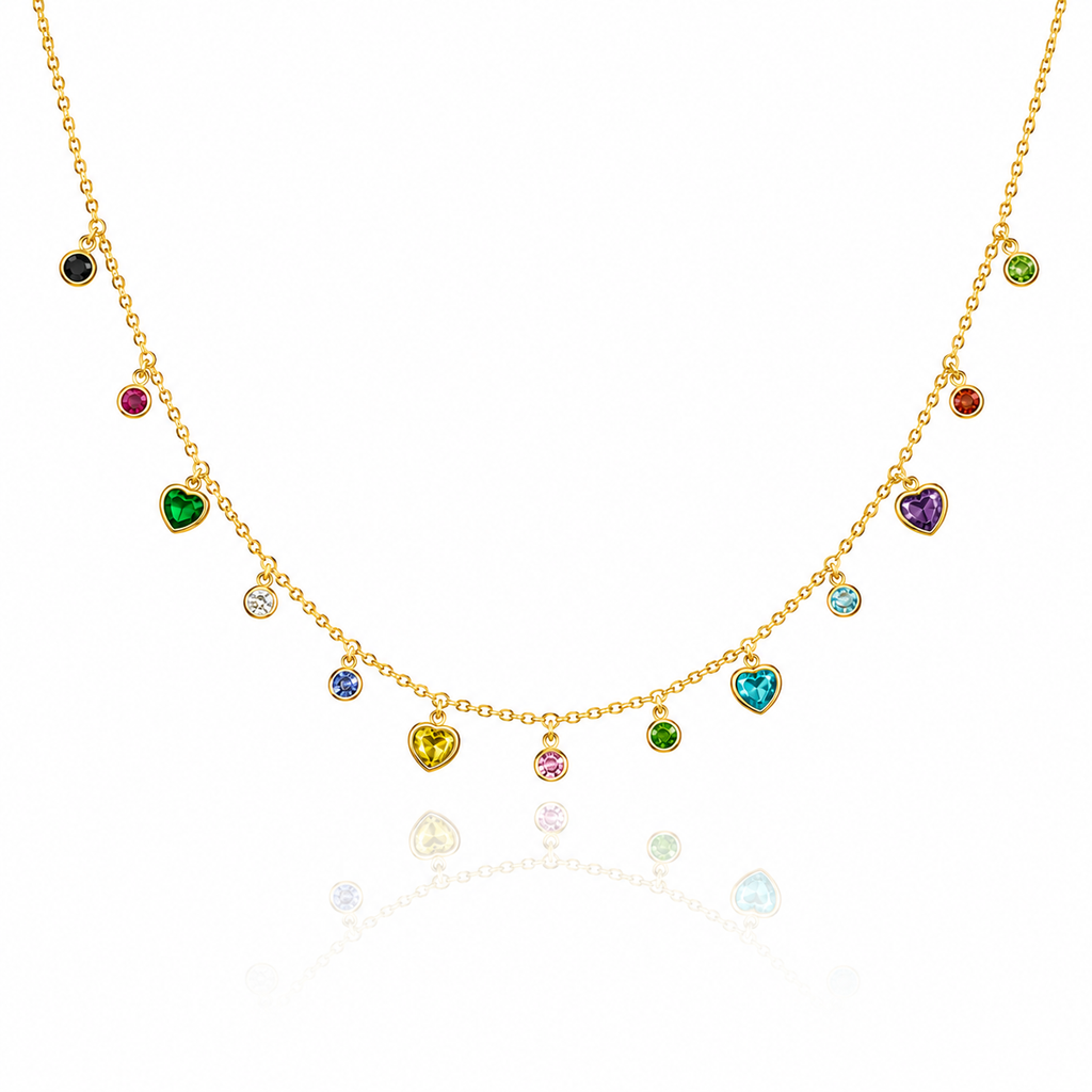 Rainbow Heart Charm Necklace
