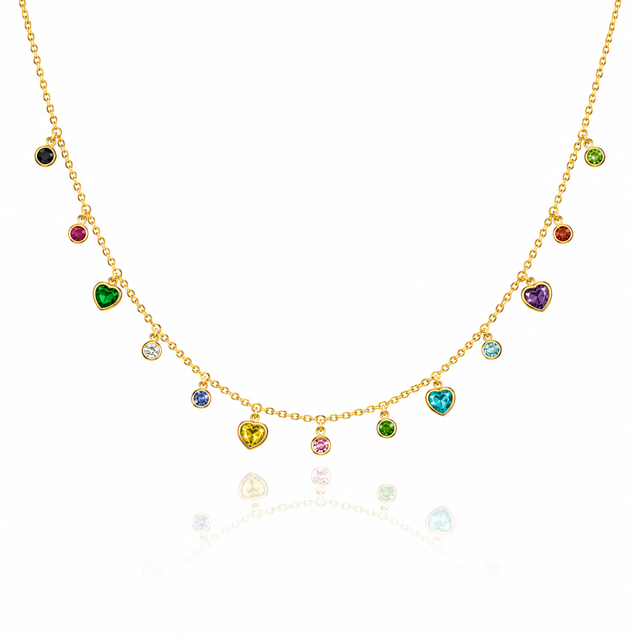 Rainbow Heart Charm Necklace