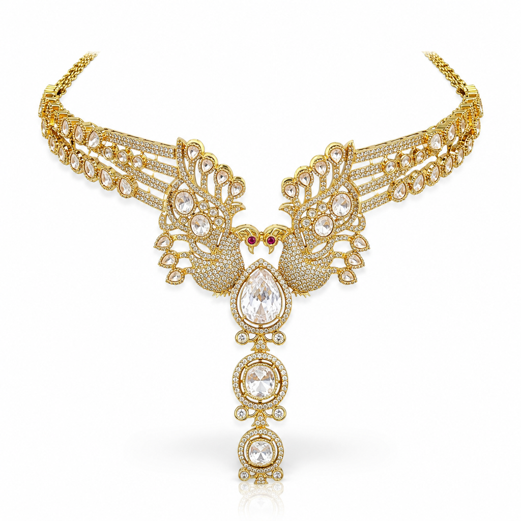 Royal peacock kundan necklace set