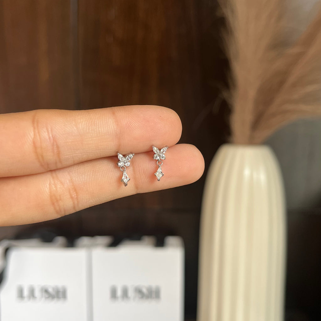Flutter Drop Silver Studs (flat back)