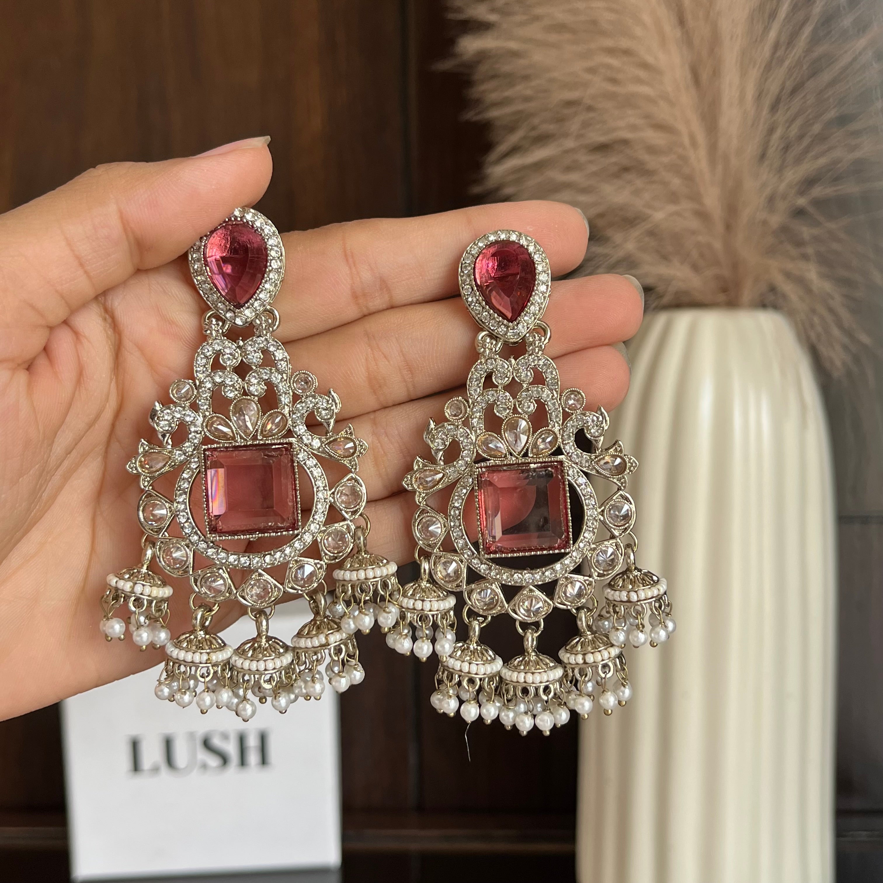 Empress Crystal & Pearl Jhumka Drops
