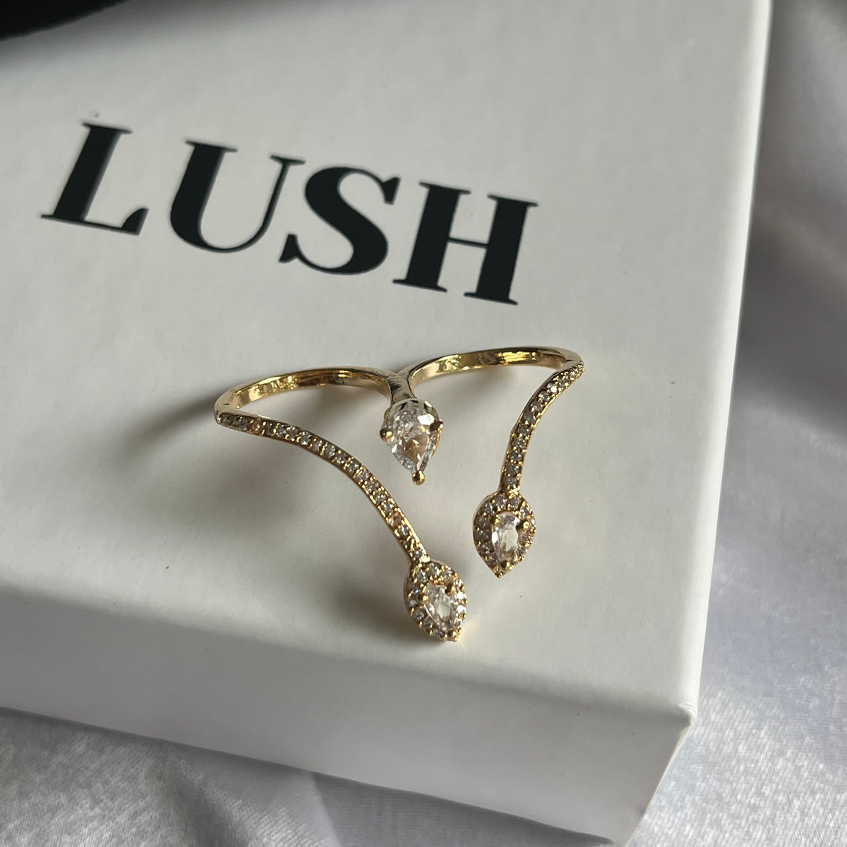 Dual Teardrop Statement Ring