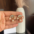 Pearl Crescent Drop Earrings