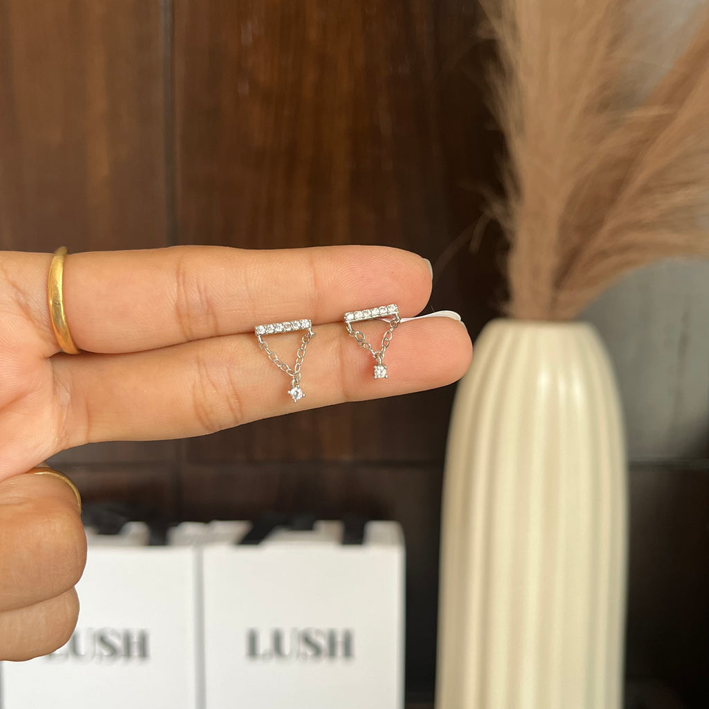 Crystal Chain Silver Drops (ball back)