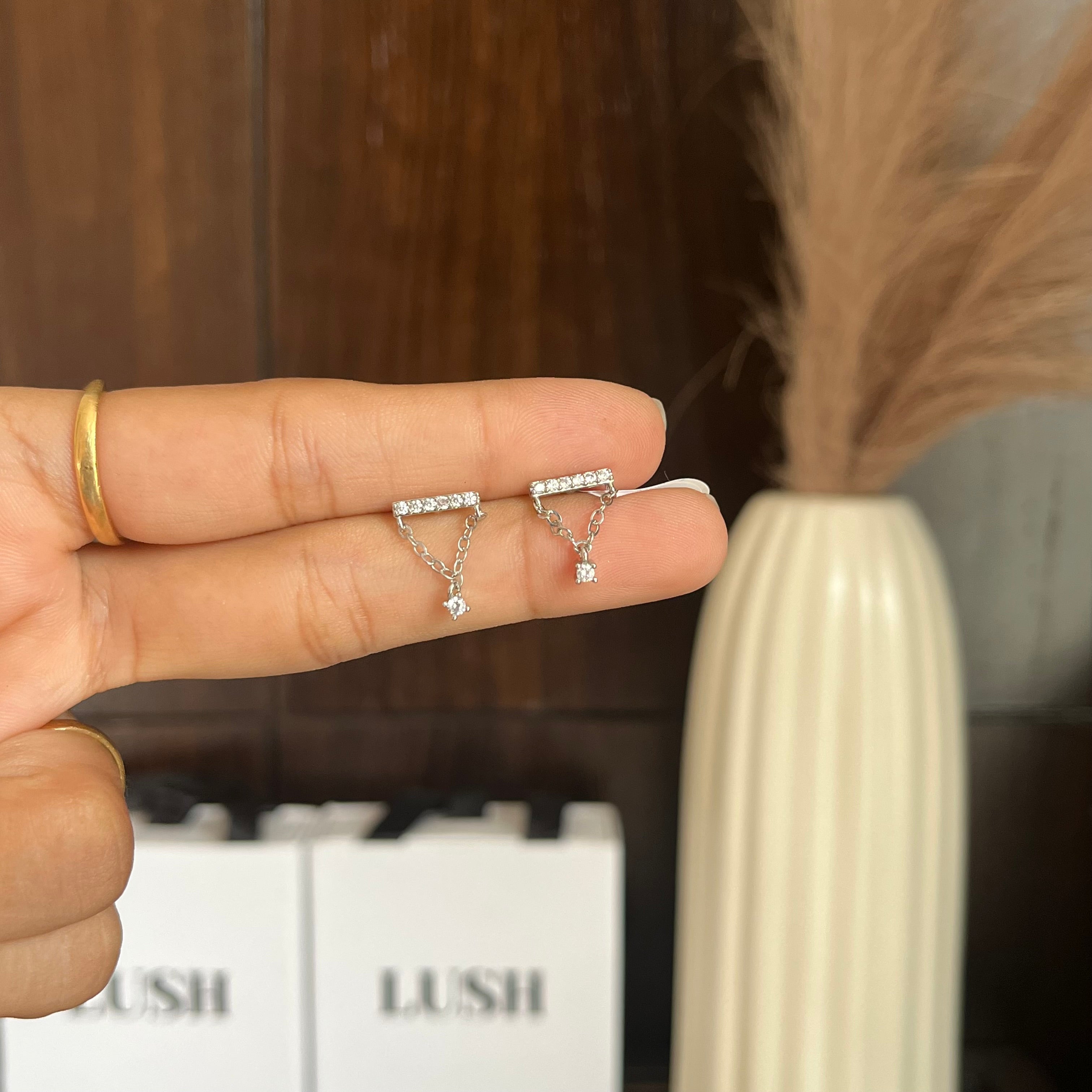 Crystal Chain Silver Drops (ball back)