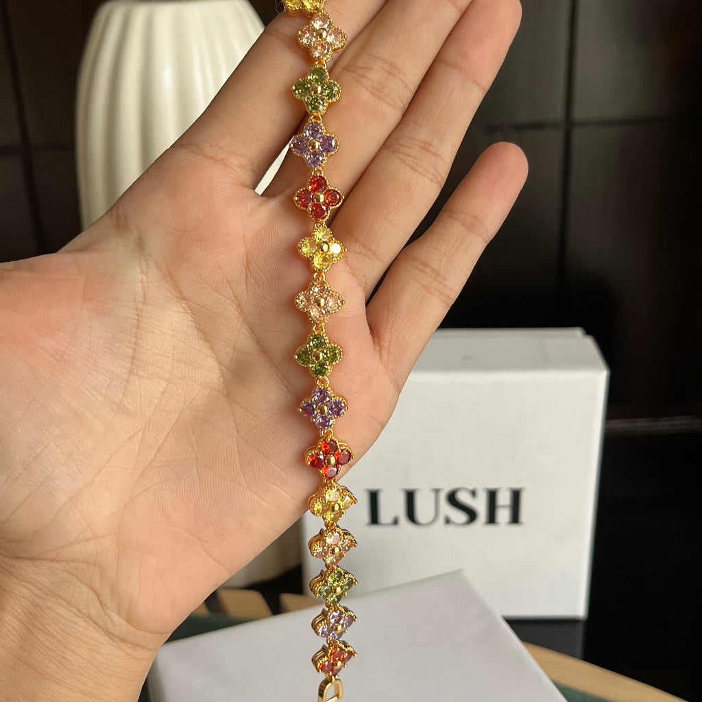 Multicolor Gemstone Clover Bracelet