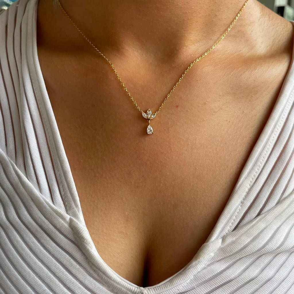 Crystal Petal Drop Necklace