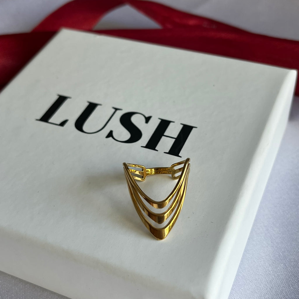 Triple Chevron Statement Ring