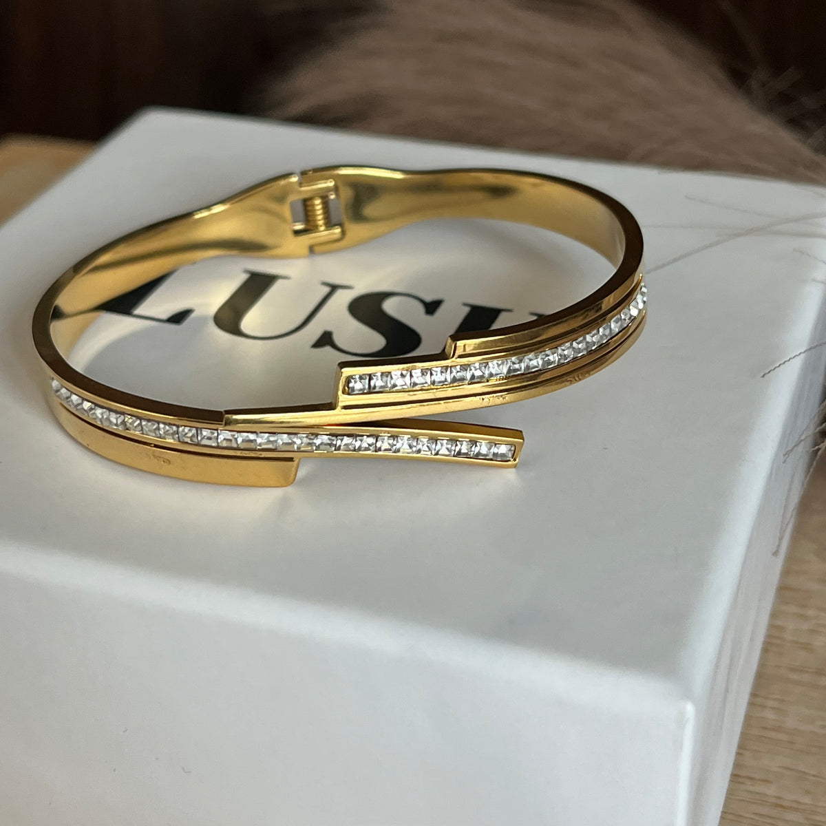 Gold-Tone Crystal Cuff Bracelet |Standard Size