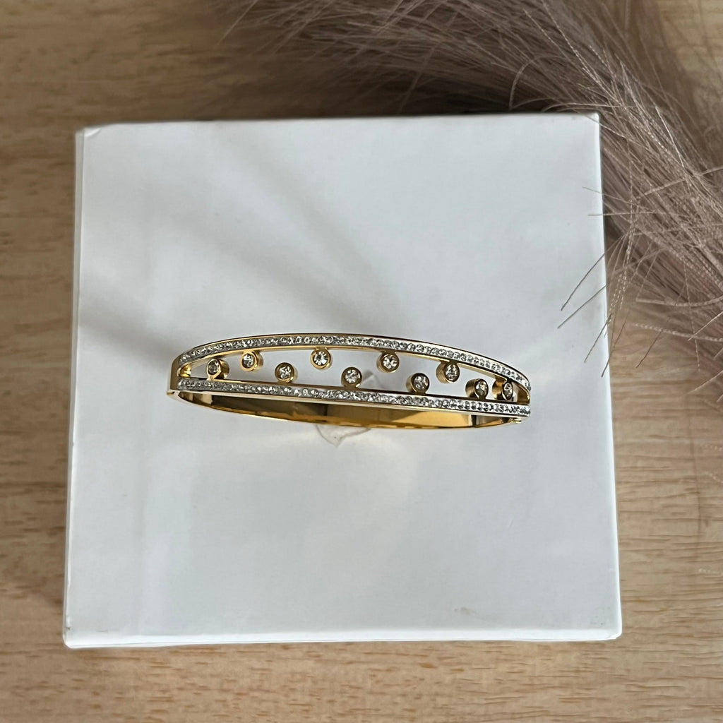 Golden Crystal Double-Row Bracelet |Standard Size